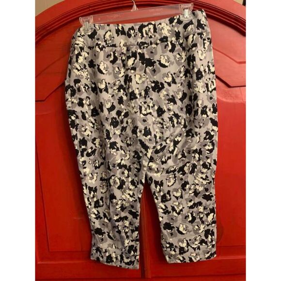 Logo Lori Goldstein Logo Lounge Capri Pants Large Tall Black Grey Leopard EUC - Picture 2 of 2